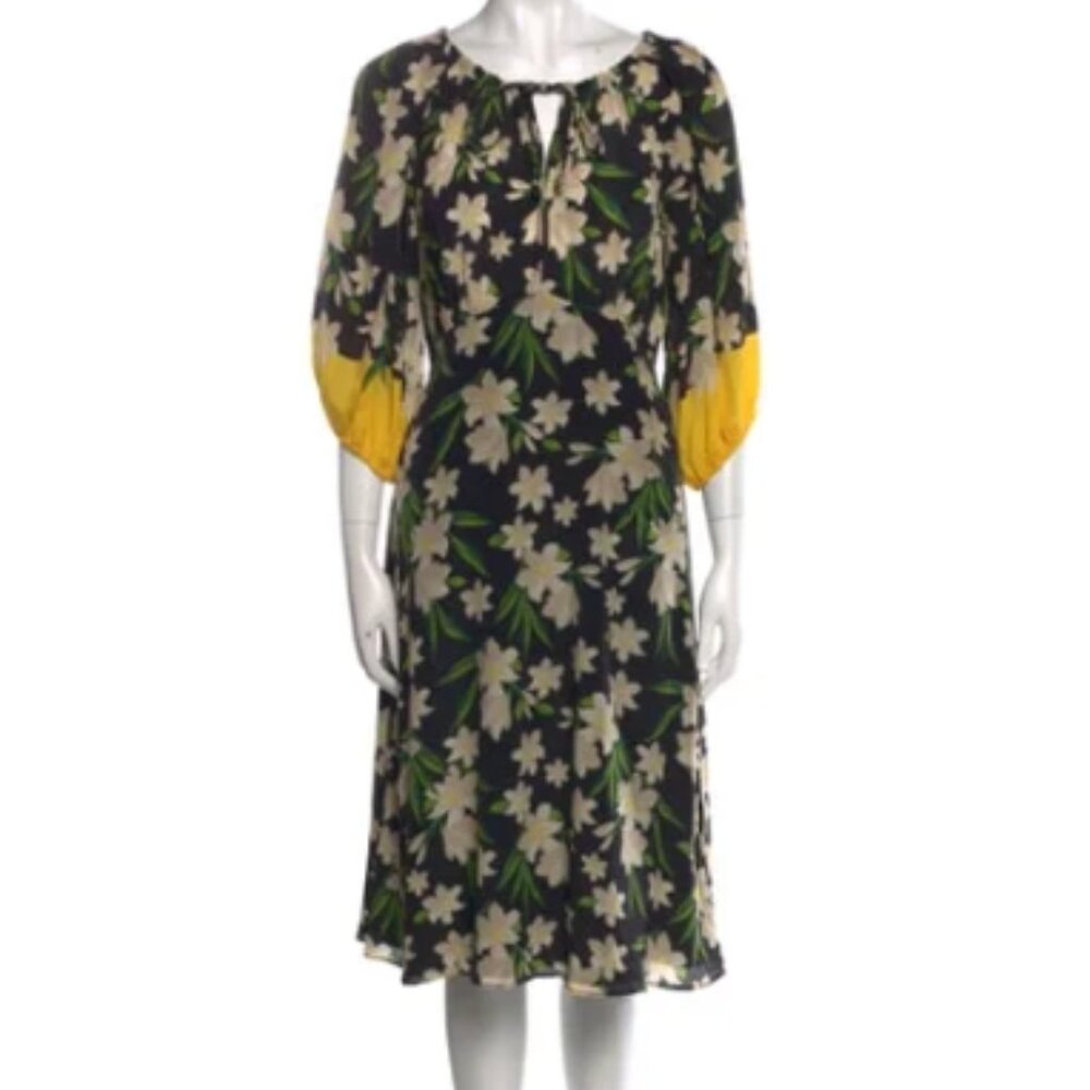 Kobi Halperin Silk Floral Midi Dress Size S